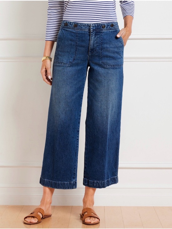 Talbots Denim - NWT Talbots Women’s Crop Wide Leg Jeans Cora Wash - Size 6 Petite